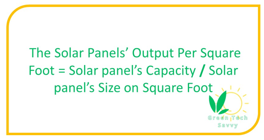 Production of a solar panel square foot